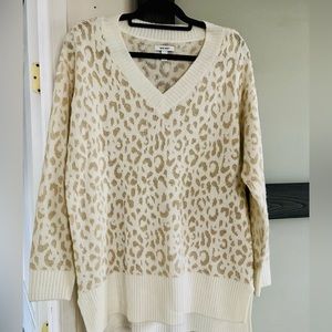 Nine West Cream and Tan Leopard Print Sweater